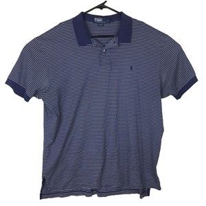 POLO RALPH LAUREN Blue with White Thin Stripes Cotton Polo Shirt Regular XL